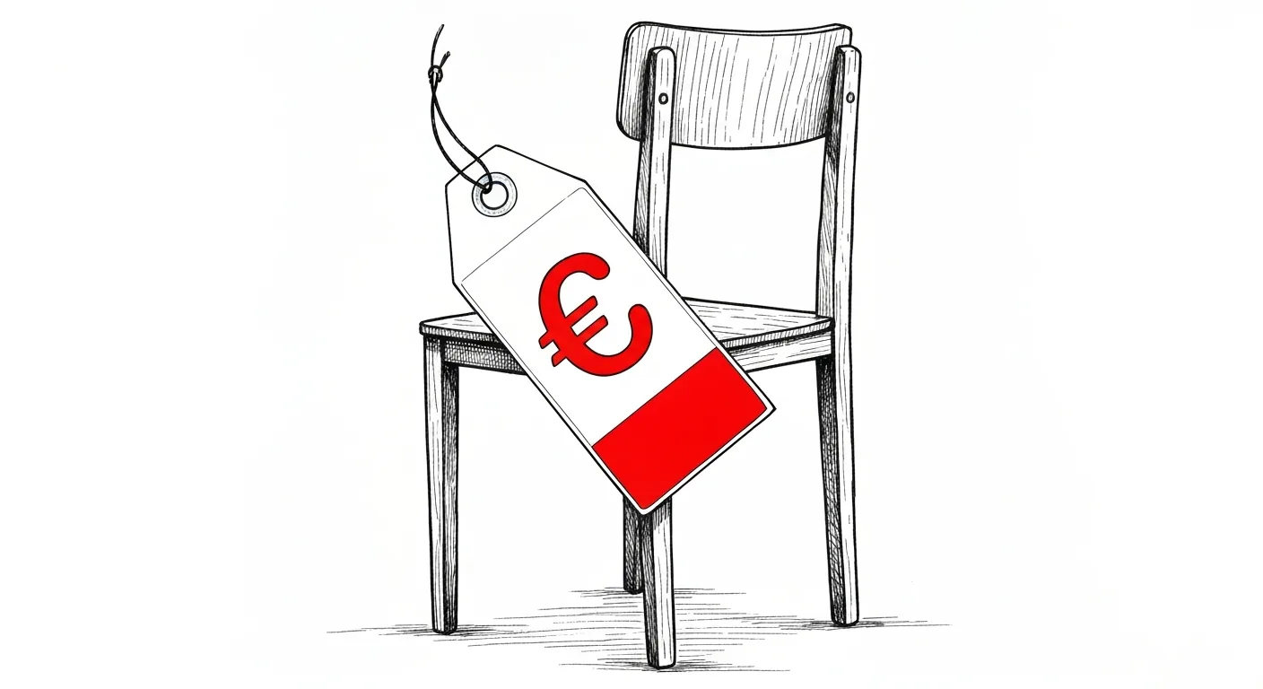 Ondernemer aan bureau met een rekening in de hand, bezorgde blik, stapel papieren