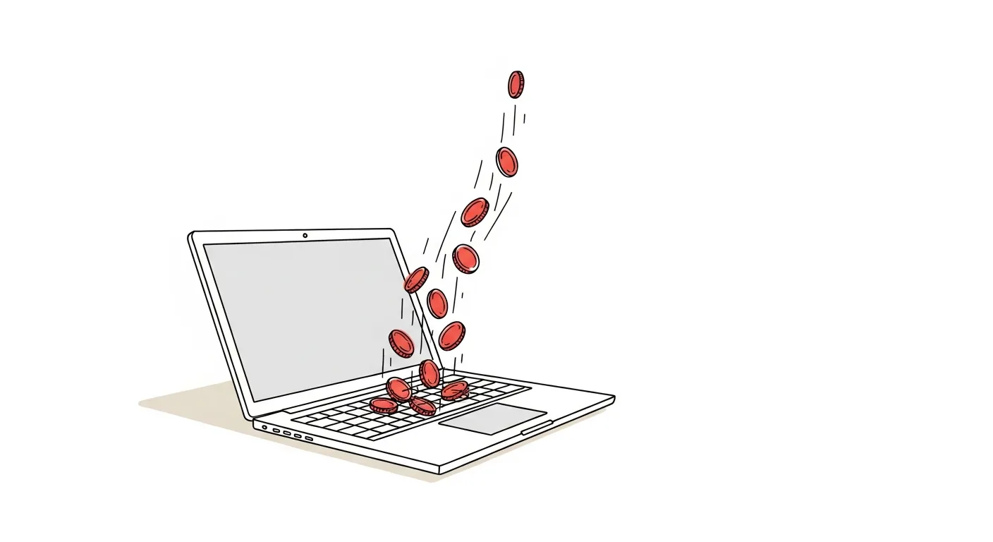 Munten die een laptop ingaan zonder rendement