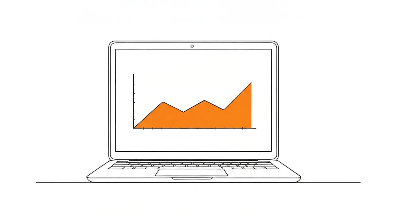 Laptop met lege analytics, geen bezoekers op de website