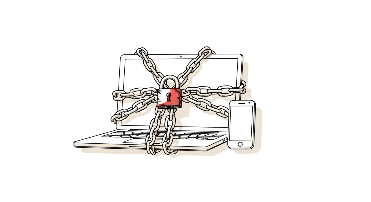 Laptop met ketens: afhankelijk van je webbouwer